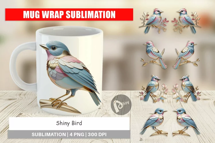 Mug Wrap Design Shiny Bird