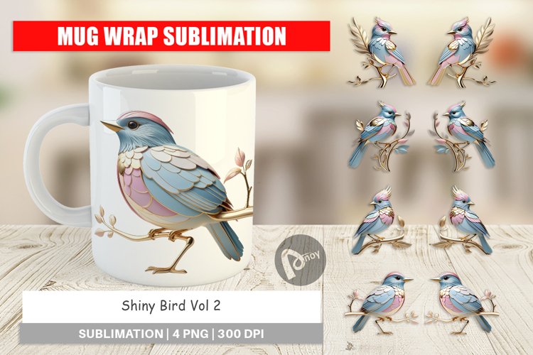 Mug Wrap Design Shiny Bird example image 1