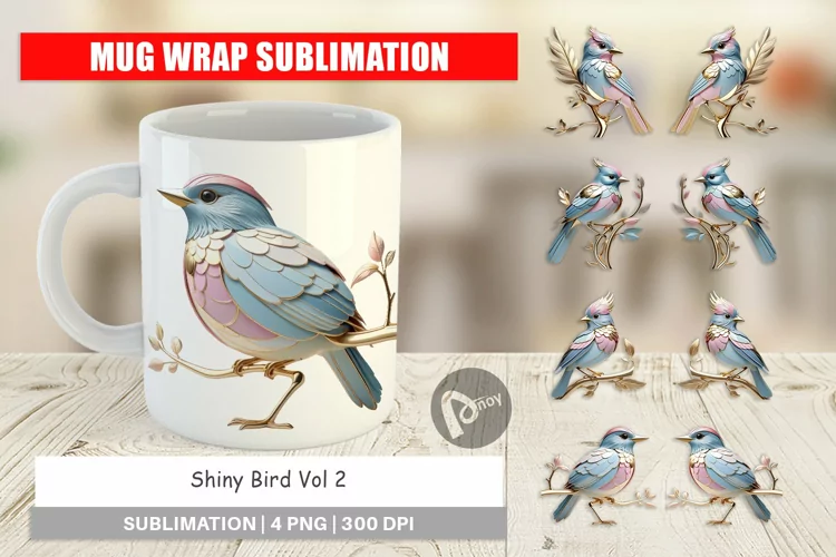 Mug Wrap Design Shiny Bird