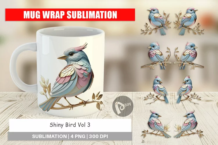 Mug Wrap Design Shiny Bird