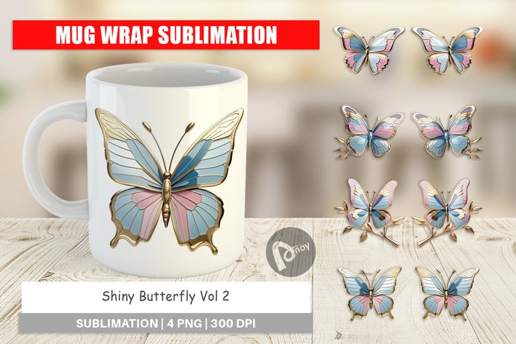 Mug Wrap Design Shiny Butterfly example image 1