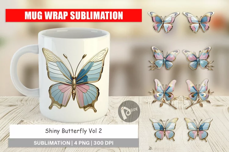 Mug Wrap Design Shiny Butterfly