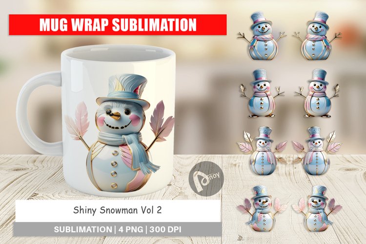 Mug Wrap Design Shiny Snowman