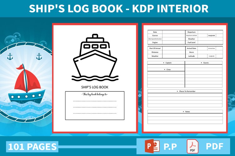 Ship's Log Book KDP Interior (1994497) Printables Design Bundles