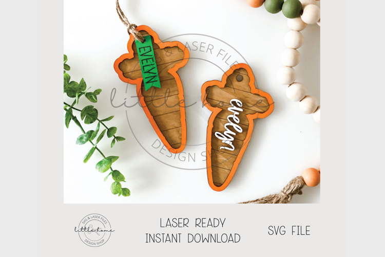 Carrot Easter Basket Name Tag, Easter Laser Files