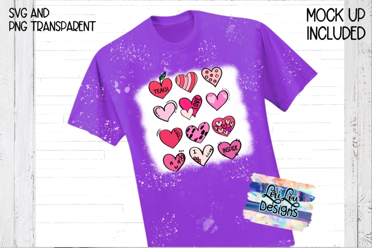 Teach Love Inspire Valentine Hearts SVG PNG Printable