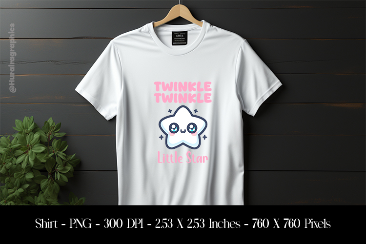 Twinkle Twinkle little Star T-Shirt Sublimation Design PNG
