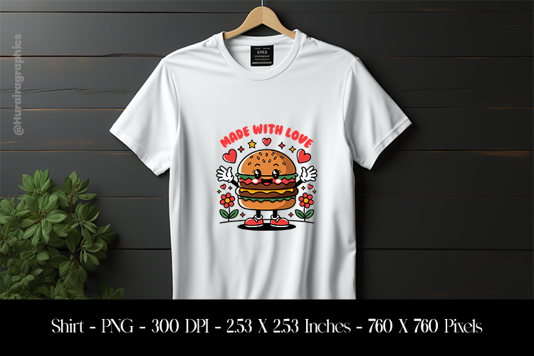 Made With Love T-Shirt Sublimation Design PNG