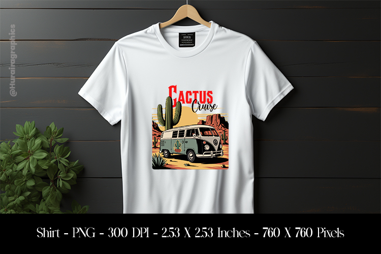 Cactus Cruise T-Shirt Sublimation Design PNG