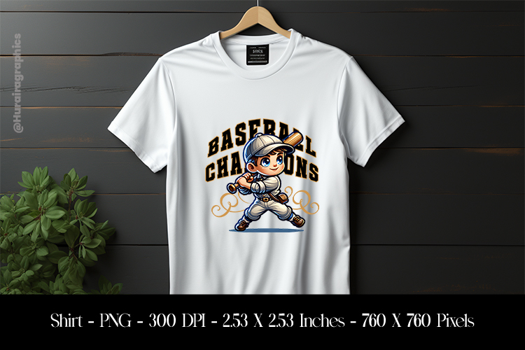 Baseball Champian T-Shirt Sublimation Design PNG