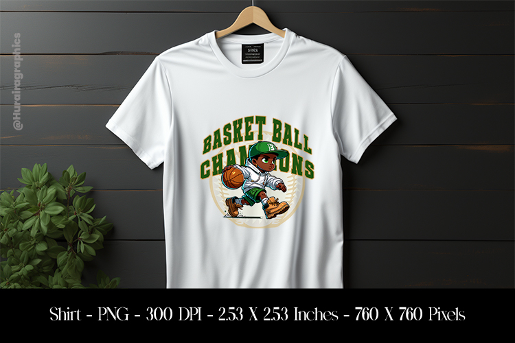 Basket Ball Champions T-Shirt Sublimation Design PNG