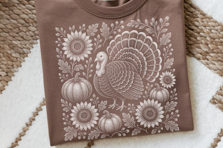 Boho Thanksgiving Floral Turkey PNG | Fall Wildflower Turkey