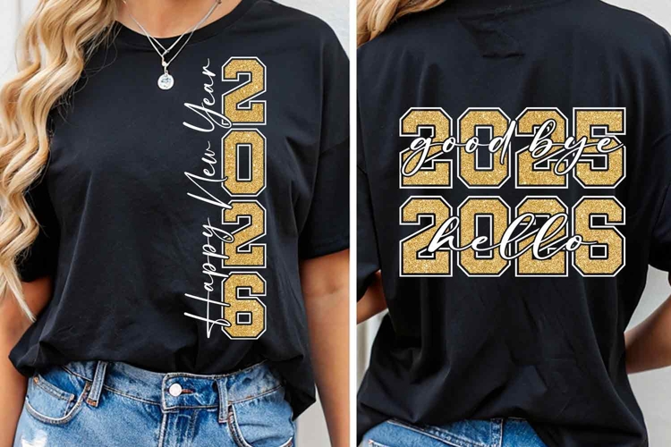Hello 2026 Happy New Year Svg Png, Goodbye 2025 hello 2026