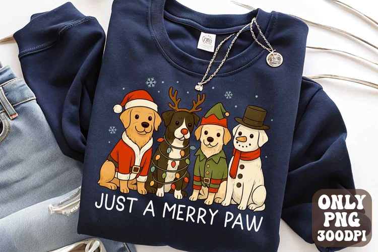 Just a Merry Paw Png | Dog mama png | Dog Christmas Design