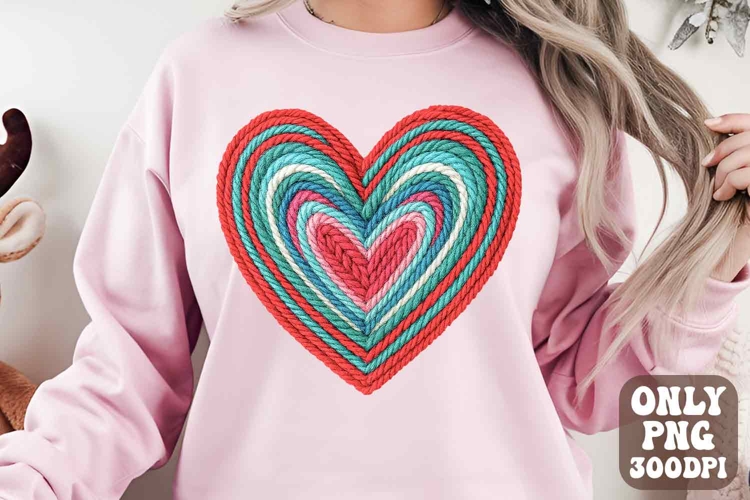 Valentine Heart Yarn Png, Valentine Png, Vday Preppy Png