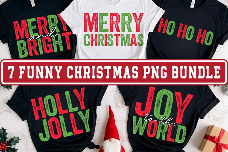 Funny Christmas Quote PNG Bundle, Preppy Retro Christmas