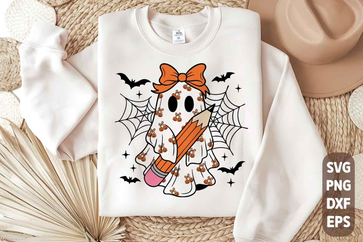 Teacher Ghost Coquette SVG PNG | Halloween Png | Cute Ghost