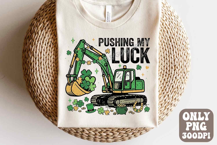 Boy St Patricks Day PNG, Lucky Shamrock Excavator PNG