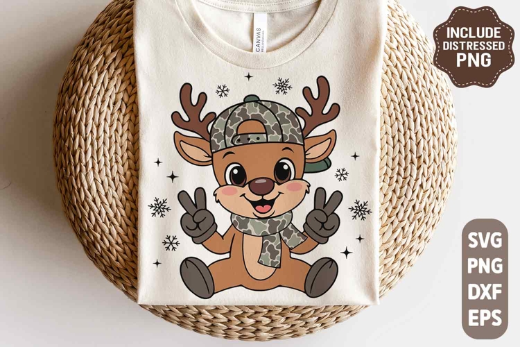 Personalized Kids Christmas Camo SVG PNG, Funny Reindeer