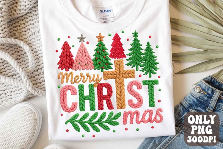 Christian Christmas Coquette PNG, Merry Christmas Faux Yarn