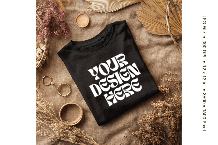 Black T-shirt Mockups Bella and Canvas Top View Mockups_126