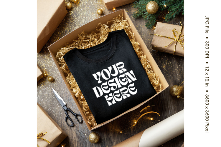 Christmas T-shirt Mockups Bella and Canvas Top View_132