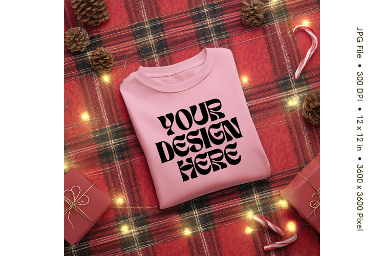 Christmas T-shirt Mockups Bella and Canvas Top View_152