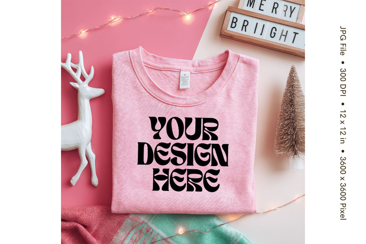 Christmas T-shirt Mockups Bella and Canvas Top View_177