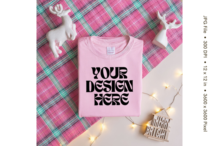 Christmas T-shirt Mockups Bella and Canvas Top View_178