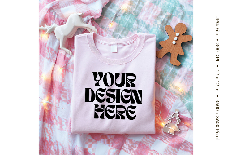 Christmas T-shirt Mockups Bella and Canvas Top View_207