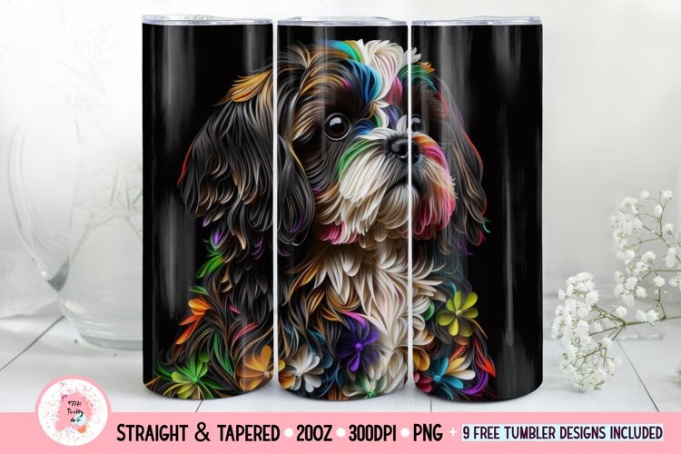 Shitzu Tumbler Wrap | Quilling Dog Tumbler Wrap