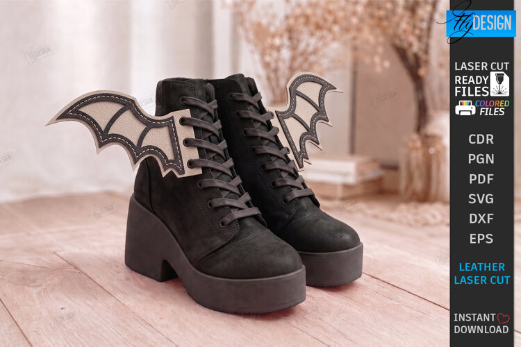 Shoe Wings Laser Cut | Bat Wings for Boots Accessories | CNC example image 1