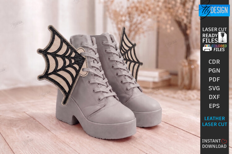 Shoe Wings Laser Cut | Spider Web for Boots Accessories example image 1