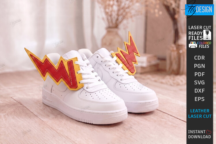 Shoe Wings Laser Cut | Lightning for Boots Accessories | CNC example image 1