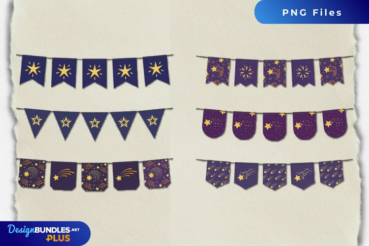 Shooting Star with Vintage Color Bunting Banner