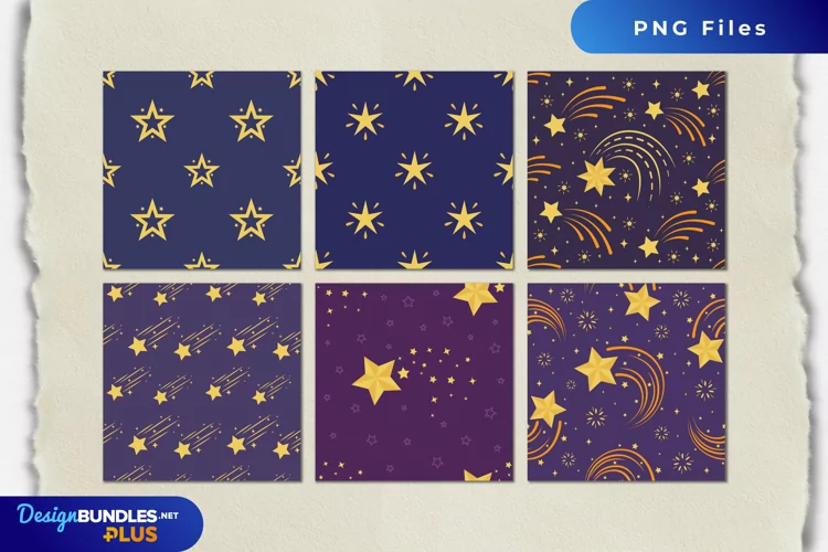 Shooting Star with Vintage Color Seamless Pattern Paper Pack
