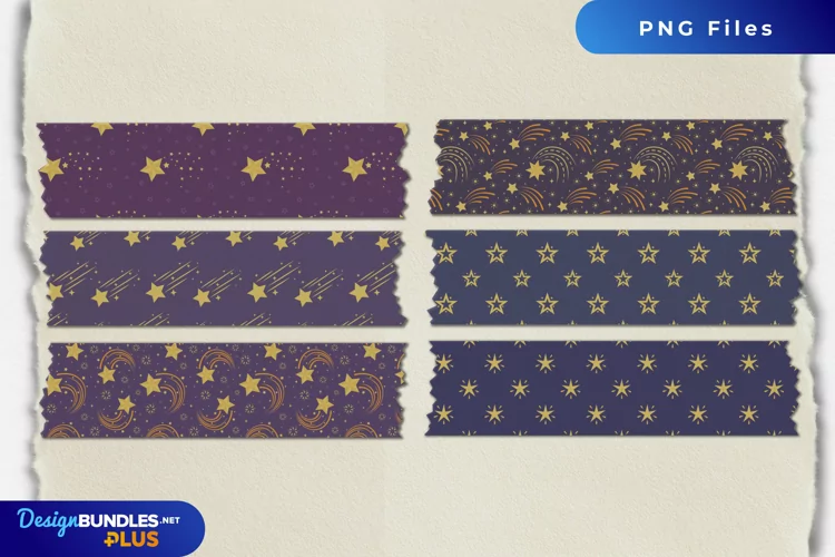 Shooting Star with Vintage Color Seamless Pattern Tape