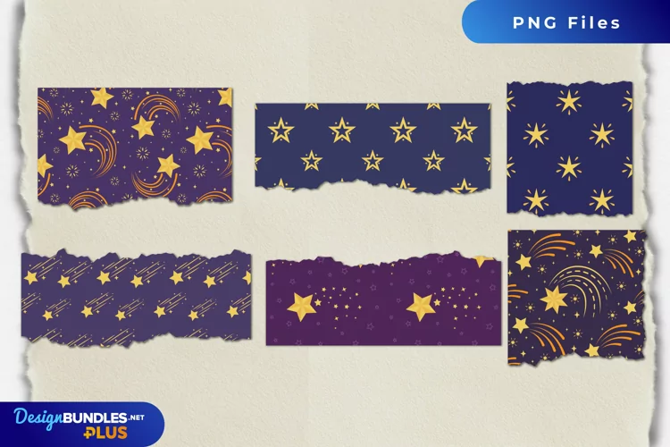 Shooting Star with Vintage Color Seamless Pattern Torn Paper