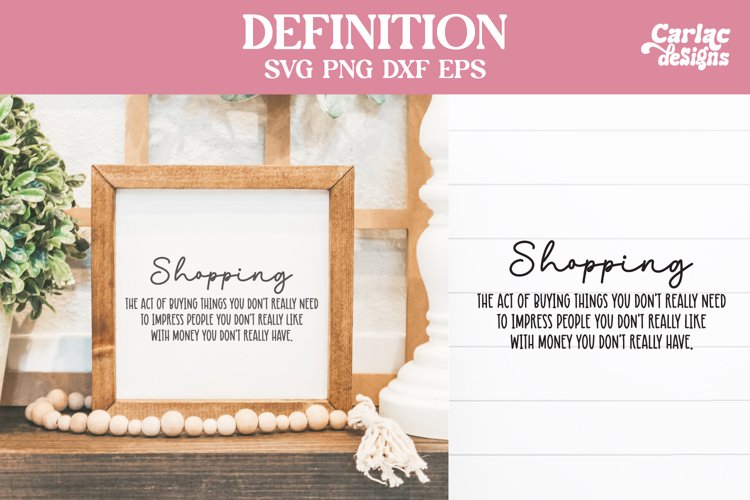 Shopping Definition SVG Cut File and Sublimation