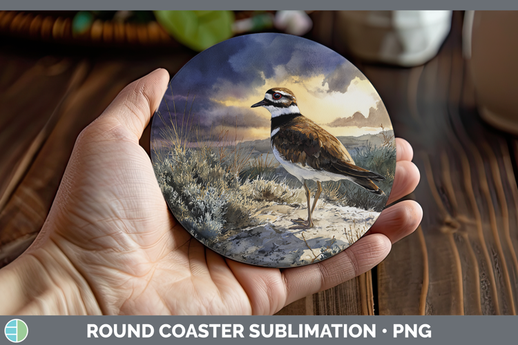 Killdeer Shorebirds Sunset Round Coaster Sublimation Design