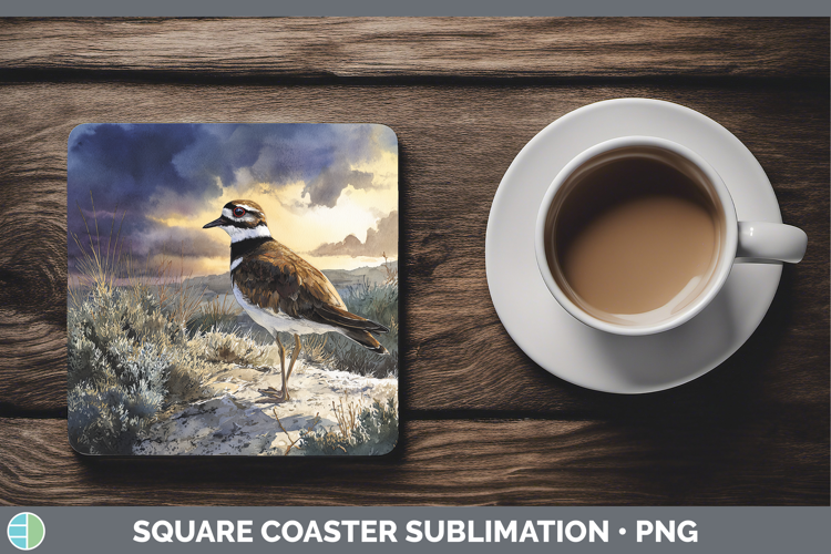 Killdeer Shorebirds Sunset Square Coaster Sublimation Design