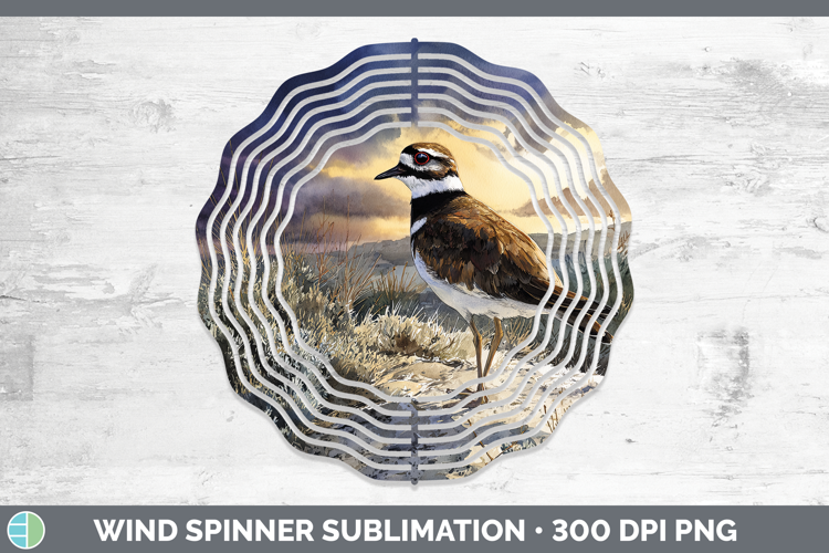 Killdeer Shorebirds Sunset Wind Spinner Sublimation Design