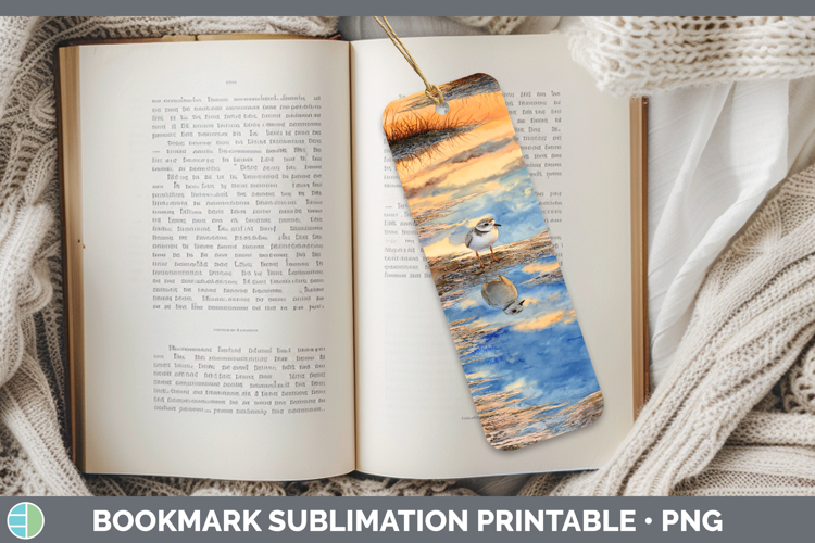 Piping Plover Shorebirds Sunset Bookmark Sublimation Design