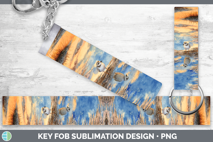 Piping Plover Shorebirds Sunset Key Fob Sublimation Design
