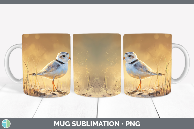 Piping Plover Shorebirds Sunset Mug Wrap Sublimation Design