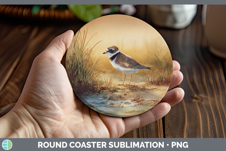 Semipalmated Plover Shorebirds Sunset Round Coaster Sublimat