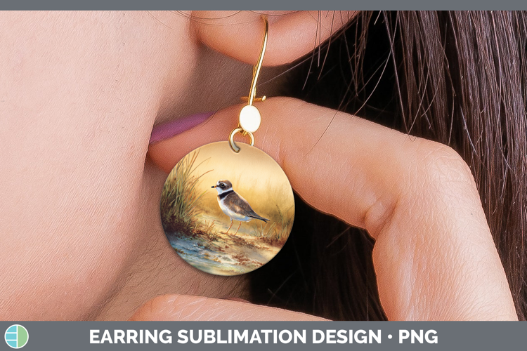 Semipalmated Plover Shorebirds Sunset Round Earrings Sublima