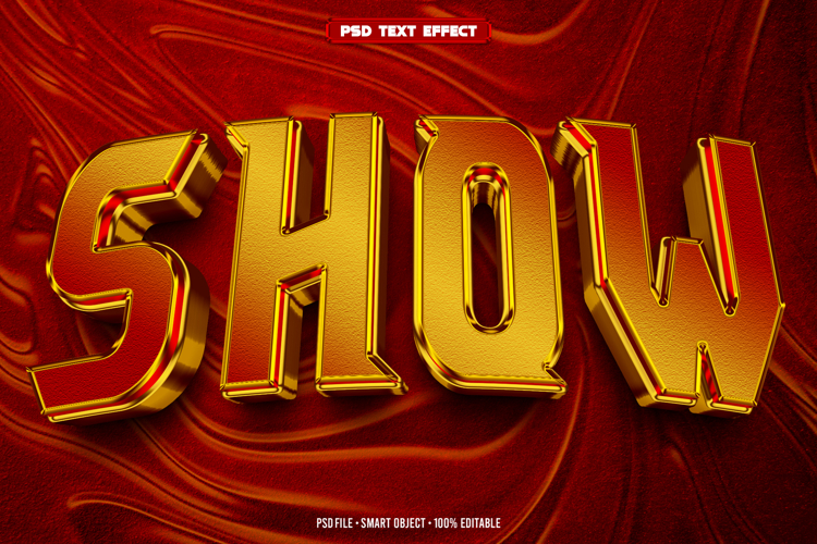 Show 3D editable text effect