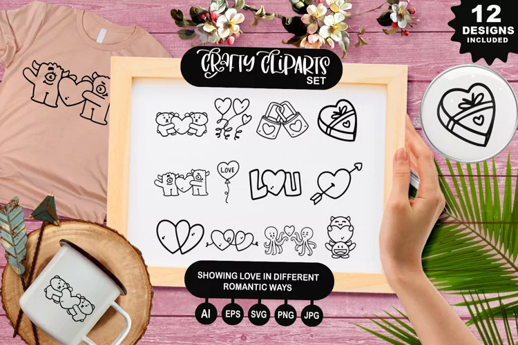 Showing Love In Different Romantic Ways Clipart Set