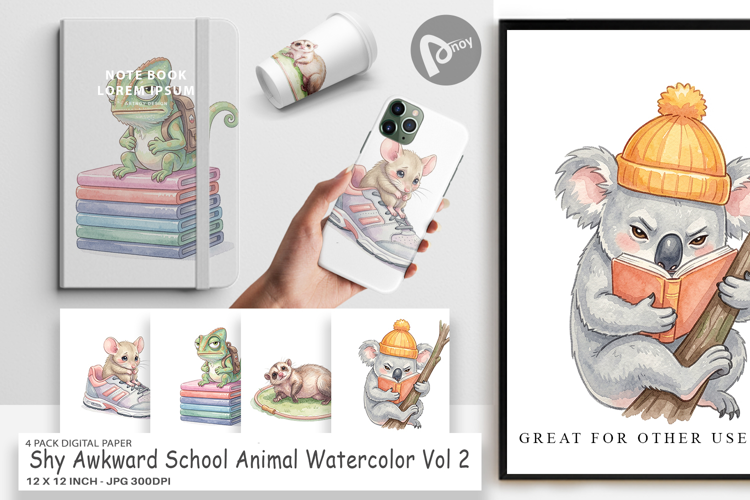 Shy Awkward School Animal Digital Paper